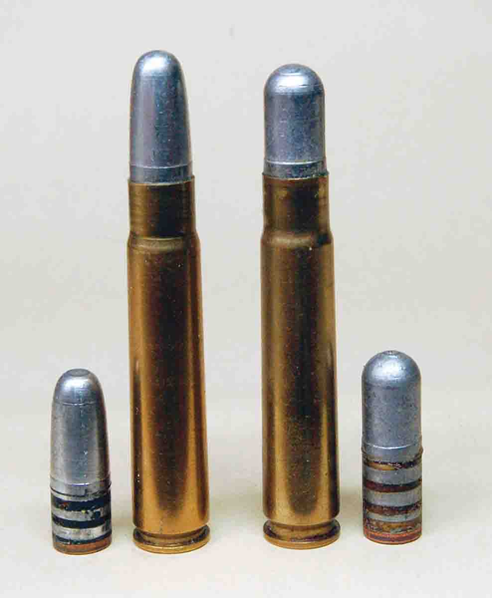 The 9x57 works well with heavy cast bullets like the (left) 245-grain Lyman No. 358318 and (right) 285-grain Lyman No. 358008.